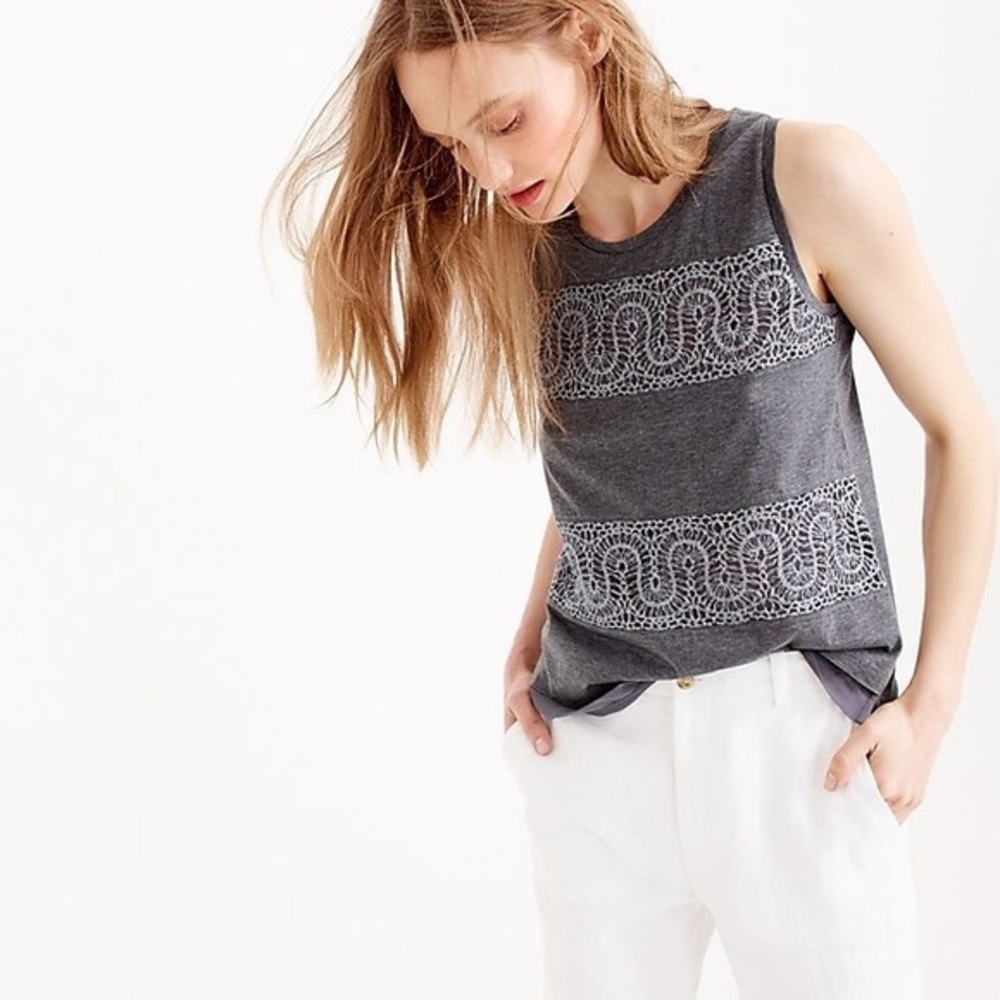 J.Crew NWT Sold Out Lace Panel Tank black